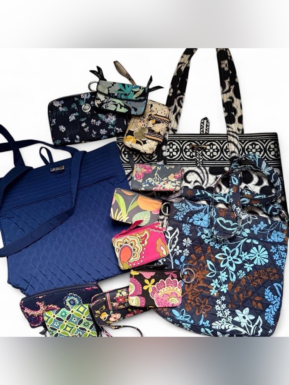 Vera Bradley Mixed Floral Quilted Tote Collection in Blue and Multicolor